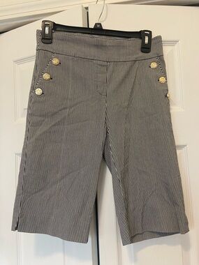 Liz Claiborne Black and White Pinstripe Sailor-Style Shorts